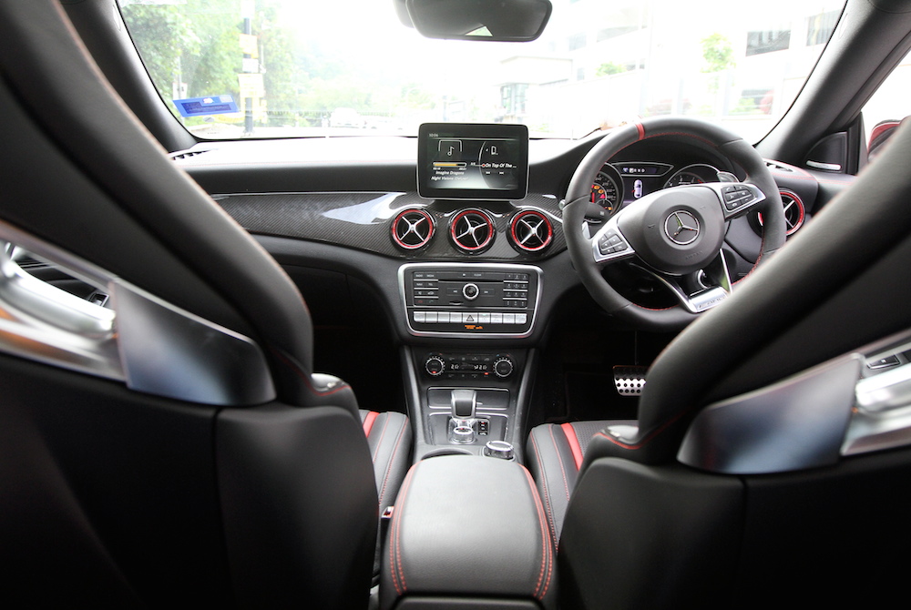 Take moving shots of Mercedes-AMG CLA 45.
